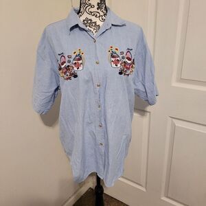Light washed embroidered button up shirt‎